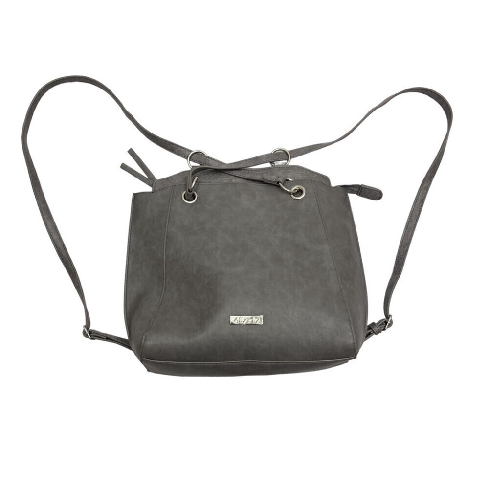 Alberto backpack purse 2 in 1 shoulder bag grey vegan leather